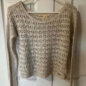 Hollister Crochet Cream Sweater, XS